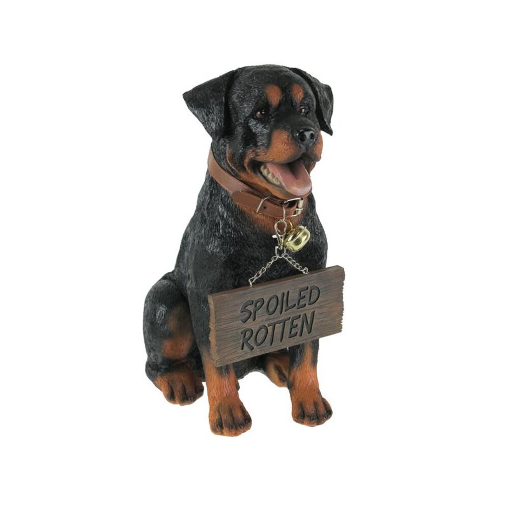 Buddy Rottweiler Guard Dog Indoor Outdoor Statue with Reversible Message Sign